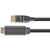 PYTHON DisplayPort 1.4 naar HDMI 2.0 aansluitkabel 4K / UHD @60Hz adapterkabel 3-voudig afgeschermd metalen stekker verguld koperen kabel nylon gevlochten zwart 5m