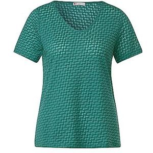 Street One T-shirt d'été pour femme avec motif Burn Out, Vert lagon, 38