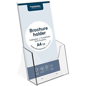 EUROPEL Brochure- en literatuurstandaard, 1/3 A4-formaat, schokbestendige kunststof constructie, boekje, flyer- en menuweergave en dispenser voor kantoor, restaurants en