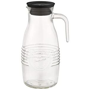 APS Old FASHIONED glazen karaf Ø 12 cm hoogte 26 cm glas 1,8 liter polypropyleen siliconen deksel met zeef