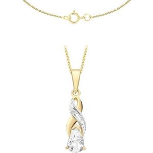 Carissima Gold - Halsketting met hanger - dames - geelgoud (9 karaat) 1,5 g - aquamarijn - diamant, aquamarijn, Goud, Aquamarijn