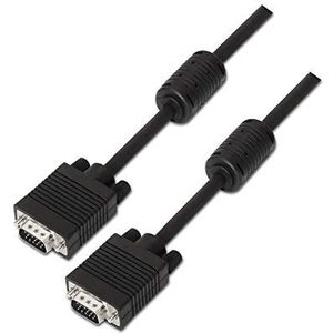 AISENS A113 – 0072 – SVGA-kabel met Ferrita (HDB15/Macho-HDb15/stekker, 3 m, voor monitor/TV/projector) zwart