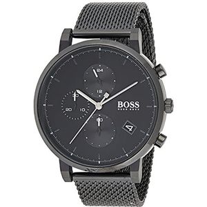 BOSS Herenhorloge chronograaf kwarts met Milanese armband van roestvrij staal zwart - 1513813, zwart., Armband