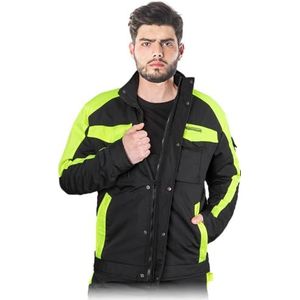 L. HOLLMAN TANZOW-J heren veiligheidswerkjas winterjas met warme voering voor winterwerkgebied (kleur: zwart en geel), maat L