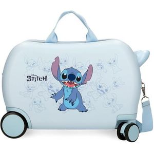 Joumma Disney Happy Stitch, kinderkoffer, blauw, 45 x 31 x 20 cm, stijf ABS, 24,6 l, 1,8 kg, 2 wielen, handbagage, blauw, kinderkoffer, Blauw, Koffer voor kinderen