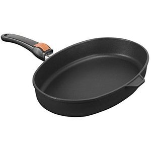 SKK 26814 Titan Inductie Vispan ovaal van gietijzer met afneembaar handvat 38 x 26 x 7 cm