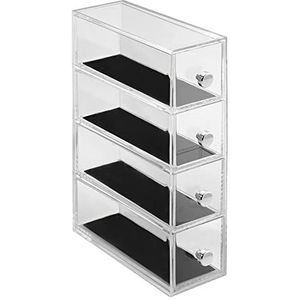 iDesign 38180 Clarity Jewellery ijdelheid opbergtoren, plastic sieradenorganizer met 4 laden, helder