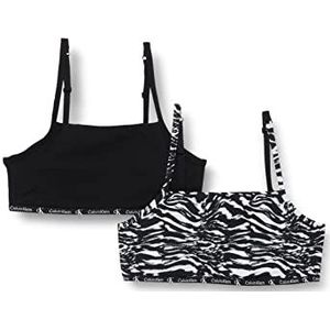 Calvin Klein 2 stuks ongevoerde beha's voor dames, zwart/tijgerprint