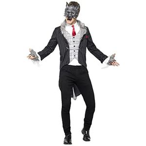 Smiffys Kostuum grote boze wolf, Deluxe, grijs, met jas, afneembare staart, nep, XL