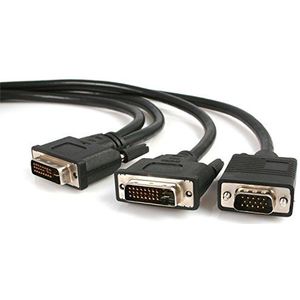 StarTech.com DVI-I stekker naar DVI-D stekker en HD15 VGA mannelijke video splitter kabel - DVI naar VGA aansluiting - 6ft DVI naar VGA kabel (DVIVGAYMM6)