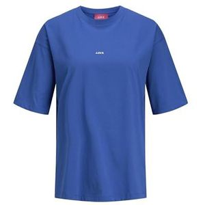 Jack & Jones Jjxx Dames T-Shirt Jxandrea Ss Loose Every Logo Noos, Blue iolite/druk: wit logo