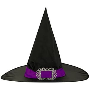 amscan 9918063 - Halloween heksenhoed zwart met glittergesp