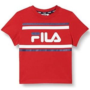 Fila Logo Suro Rayé Bloc T-Shirt Unisexe Enfants, Rouge, 110-116