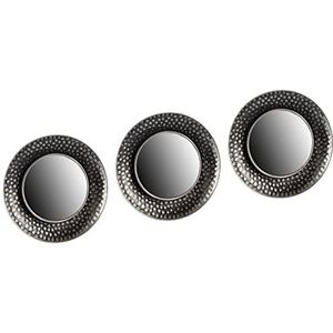 ARTE REGAL 3 stuks zwart-zilveren decoratieve spiegels, 25 cm, normale variant