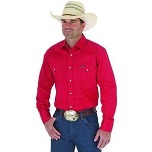 Wrangler Ms70619 westernhemd voor heren, lange mouwen, met drukknoopsluiting, cowboy, rood, XL