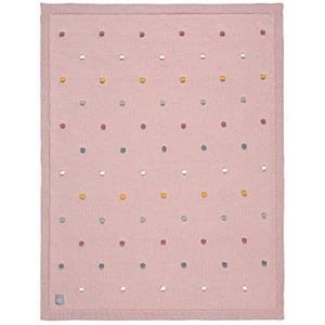 LÄSSIG Gebreide deken voor baby's, 100% biologisch katoen, GOTS/Knitted Blanket Dots Dusty Pink