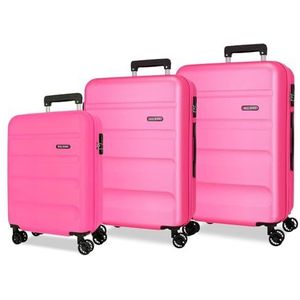 Roll Road Flex Kofferset, roze, 55/65/75 cm, stijf, 9,4 kg, zijcijfersluiting, ABS, 9,4 kg, 188 l, handbagage, roze, Talla única, kofferset