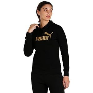 PUMA Ess+ Sweatshirt met capuchon voor dames met metallic logo, zweten, zwart