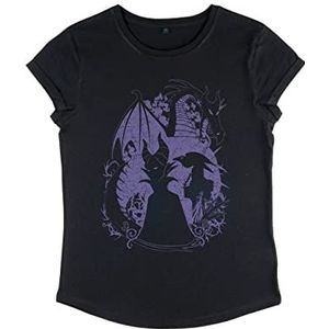 Disney Sleeping Beauty-Bone Heart shirt met lange mouwen voor dames, zwart.