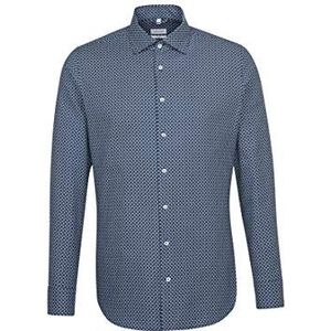 Seidensticker Heren bedrukt overhemd Kent kraag High Fit nauwsluitend lange mouwen business overhemd Paisley business overhemd meerkleurig (blauw 17), 42, meerkleurig (blauw 17)
