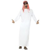 Smiffys Le Cheik kostuum met lange witte tuniek en rode en witte hoofdtooi M