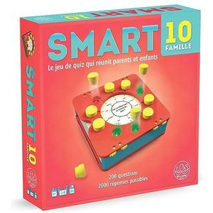 WILSON JEUX Smart 10 Familie Franse versie | Leuk en compact quizspel | Nomadisch quizspel voor 2 tot 8 spelers vanaf 7 jaar | Quizspel met 100 dubbelzijdige vragenkaarten | MA005