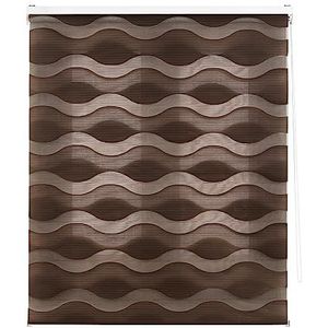 Decorblind Store enrouleur double couche nuit et jour Installation mur ou plafond, dimensions : 140 x 180 cm, largeur x longueur/mesure tissu store : 137 x 175 cm, couleur marron, store enrouleur