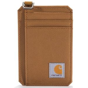 Carhartt herenportemonnee met voorvak van duurzaam canvas of leer met en zonder geldclip, eendenbruin nylon, één maat