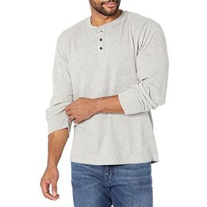 Wrangler Authentics Waffle Henley shirt met lange mouwen voor heren, Licht grijs gemêleerd.