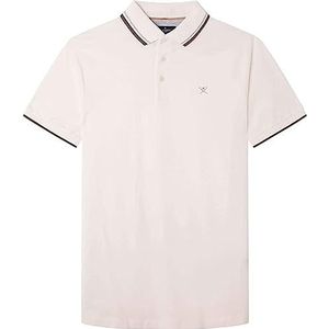 Hackett London Poloshirt met dubbele kant, herenhemd, gebroken wit, L, Gebroken wit