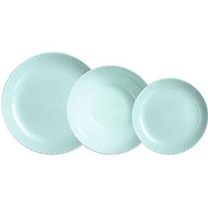 Luminarc Turquoise kwastjes, servies, opaal, 18-delig – 6 personen, turquoise