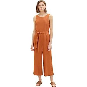 TOM TAILOR 1036671 Linnen jumpsuit met bindriem voor dames (1 stuk), 31650 - Terracotta bruin