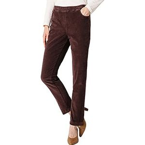 Damart - Fluwelen broek met elastische tailleband voor dames, smalle pasvorm, Bruin