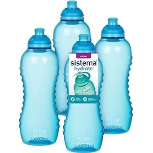 Sistema Twist 'n' Sip Squeeze Sportdrinkfles, watervaste waterfles, 460 ml, BPA-vrij, blauw, 4 stuks