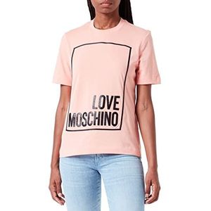 Love Moschino T-shirt voor dames, korte mouwen, met logo, roze, maat 44, Roze