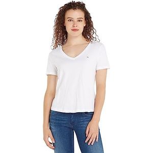 Tommy Hilfiger Tjw Slim Soft V-hals Tee S/S gebreide tops dames, Wit