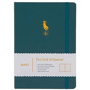Yop & Tom A5 dagboek met stippen, Tarothand, hardcover van veganistisch leer en extra dik papier, 160 g/m², donkerblauw