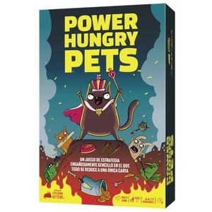 Exploding Kittens Power Hungry Pets bedrieglijk eenvoudig strategiespel waarin alles tot één kaart wordt gereduceerd | vanaf 7 jaar | van 2 tot 6 spelers | 15 minuten per partij | Spaans