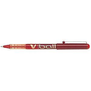 Pilot V-Ball rollerbalpen, metalen punt, 0,7 mm, vloeibare inkt, rood, 12 stuks