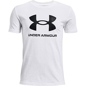 Under Armour Jongens T-shirt met korte mouwen met sportlogo wit zwart (100) 10 jaar