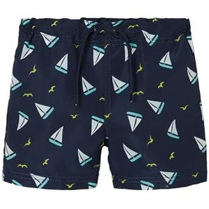 NAME IT Nmmzeus Zwemshorts voor jongens, lang, Tb, Donkere saffier/Aop: boot