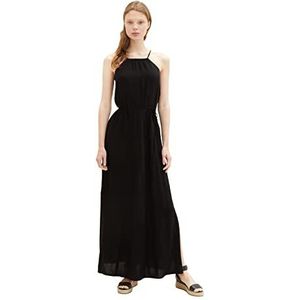 TOM TAILOR Denim 1036843 Maxi-jurk met strikriem voor dames, 1 stuk, 14482 - Donkerzwart