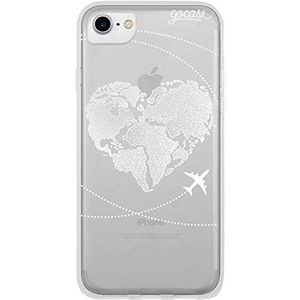 Gocase World Map Heart White TPU siliconen beschermhoes voor iPhone 7 (motief wereldkaart) transparant transparant krasbestendig