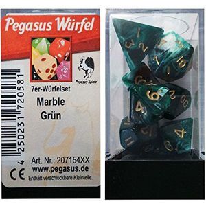 Pegasus Spiele 207154XX dobbelstenen Marble groen 7 stuks