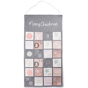 HEITMANN DECO Merry Christma Stoffen Moderne Adventskalender om te vullen en op te hangen - Grijs, Roze, Wit