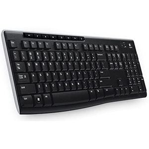 Logitech K270 Draadloos toetsenbord voor Windows, 2,4 GHz met Unifying USB-ontvanger, 8 sneltoetsen, 24 maanden lange batterijduur, PC/laptop, Tsjechisch toetsenbord - zwart