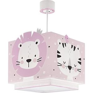 Dalber Hanglamp voor kinderkamer - plafondlamp baby jungle, jungledieren, roze, 63112S, E27