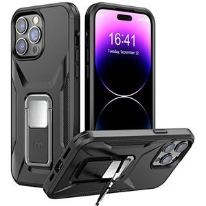 MYBAT – Coque de téléphone Pro Stealth Series pour iPhone 14 Pro Max avec support magnétique de voiture de 6,7"", protection robuste de qualité militaire contre les chutes (noir)