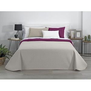 Estoralis - AVA | Sprei voor het tussenseizoen van zachte microvezel | licht en dubbelzijdig dekbed | beige/fuchsia | Voor bedden van 120/135 cm (230 x 270 cm, breedte x hoogte)