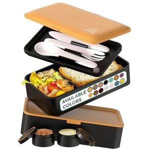 UMAMI 1,2 l Bento Box Volwassen Lunchbox met Bestek, Alles-in-één Maaltijdvoorbereiding Vak Lunchbox Containers voor Mannen/Vrouwen, Schattige Lekvrije Bento Box, Lunchorganizer